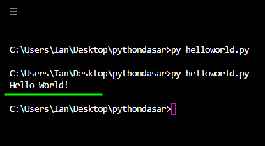Menampilkan hello world di python